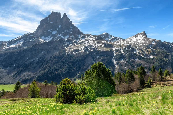 Vista Pic Midi Ossau Primavera Nos Pirinéus Franceses — Fotografia de Stock
