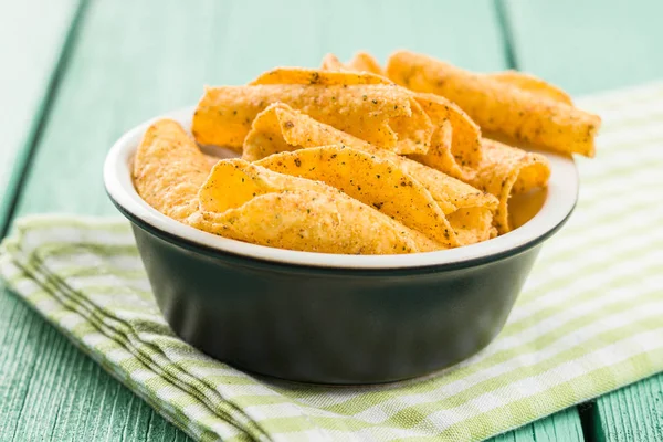 Rolled Tortilla Chips Bowl — Stock Photo, Image