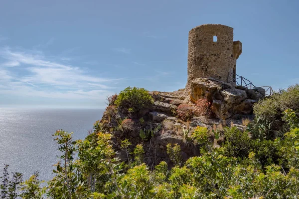 View Old Watchtower Mediterranean Sea Palma Mallorca Spain — Stock Photo, Image