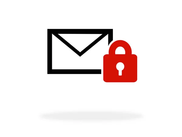 Envelope Icon Red Lock Symbol Secure Communication Message — Stock Photo, Image