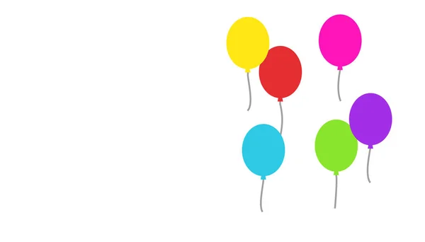 Färgglada Ballonger Vit Bakgrund För Födelsedag Festival Eller Firande Kort — Stockfoto