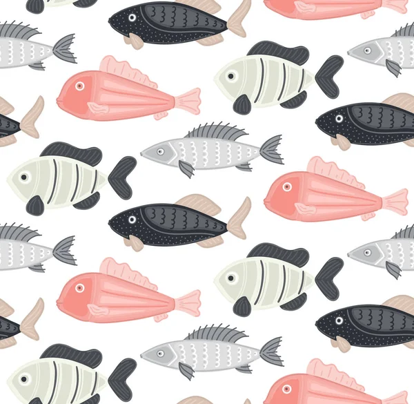 Vektornahtloses Muster Mit Abstrakten Fischen Unterwasserwelt Aquarium Geschenkpapier Verpackungen Tapeten — Stockfoto
