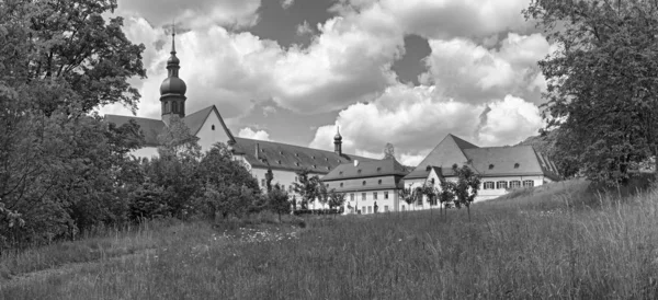 Famoso Monastero Eberbach Vicino Eltville Hesse Germania Bianco Nero — Foto Stock
