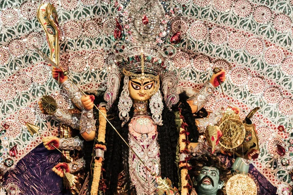 ヒンドゥー教の女神 ドゥルガ祭 コルカタ伝統祭り インド文化 彫像芸術と工芸 バングラデシュ文化 伝統儀式 — ストック写真