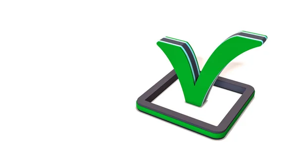 Green Check Mark Concept Agreement Completion Render — Stock Photo, Image