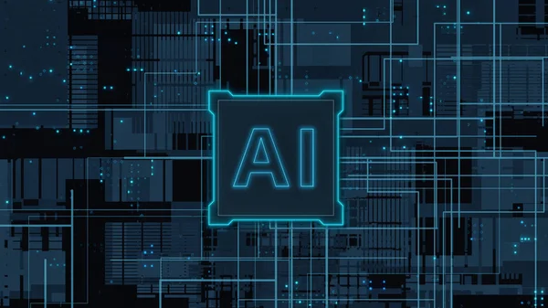 Abstract Circuit Board Central Processing Unit Data Flow Text Render — Stock Photo, Image