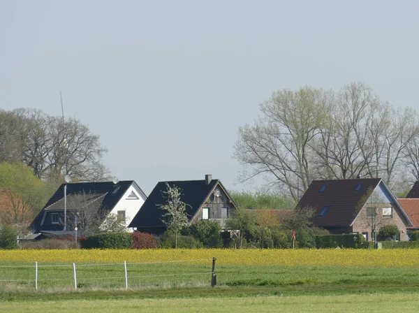 Modern Residential Buildings One Family Houses Fields Lower Saxony Germany — Stock Photo, Image