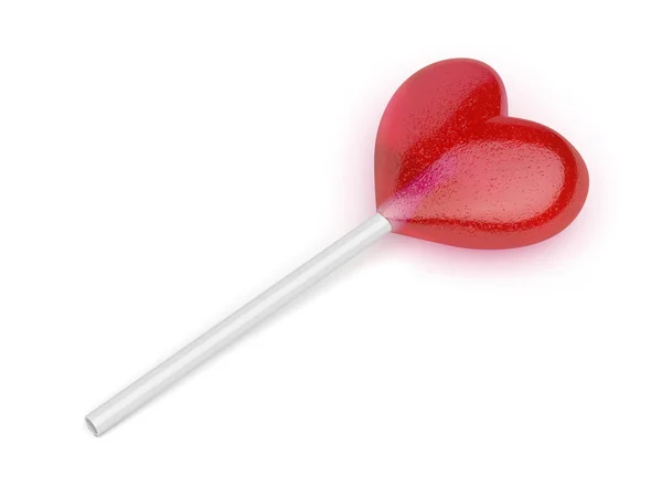 Lollipop Form Hjärta Vit Bakgrund — Stockfoto