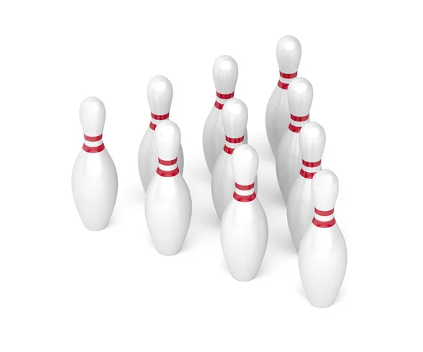 Sorok Bowling Csapok Fehér Háttér — Stock Fotó