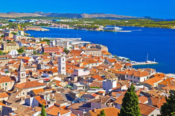 Sibenik Cidade Velha Vista Aérea Beira Mar Região Dalmácia Croácia — Fotografia de Stock