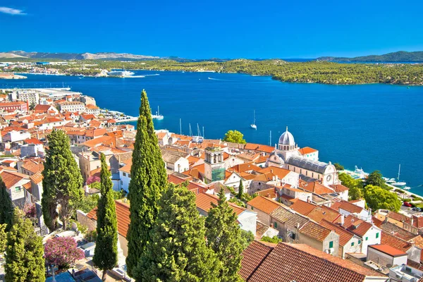 Unesco Város Sibenik Történelmi Vízpart Dalmácia Horvátország — Stock Fotó