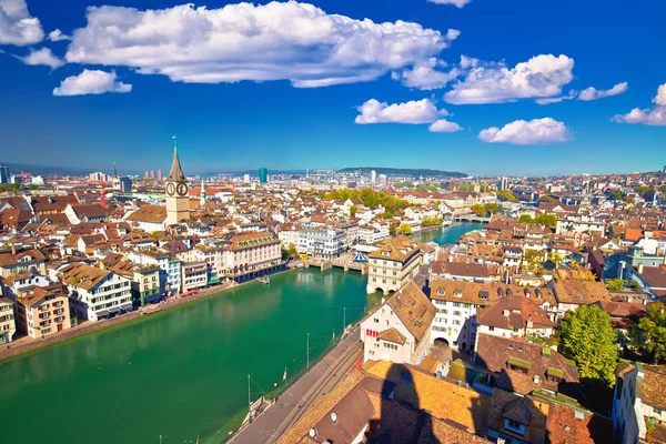 Zurique Limmat Vista Aérea Maior Cidade Suíça — Fotografia de Stock