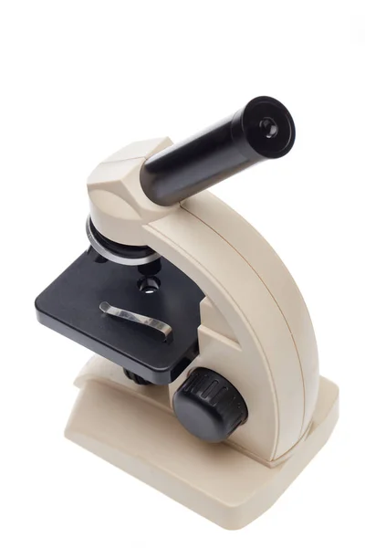 显微镜在白色背景上被隔离 科学设备 — 图库照片
