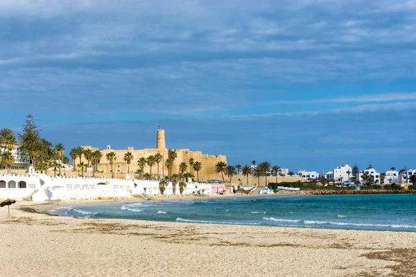 Paisaje Urbano Monastir Con Playa Qurayyah Túnez — Foto de Stock