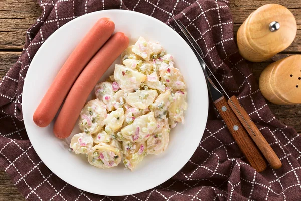 Salada Batata Alemã Kartoffelsalat Feita Batata Cebola Picles Maionese Servida — Fotografia de Stock