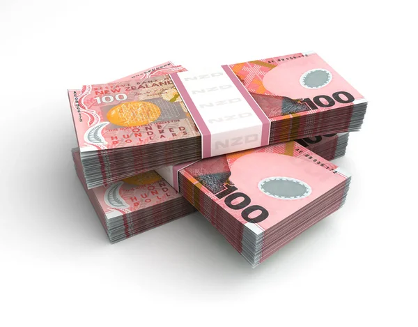 Pilha Dólar Nova Zelândia Isolado Fundo Branco — Fotografia de Stock