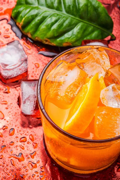 Cocktail Frais Avec Orange Glace Boissons Limonade Aux Fruits Frais — Photo