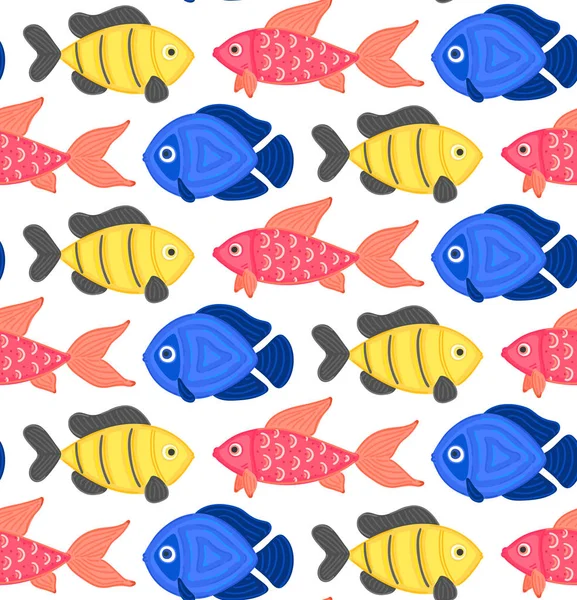 Vektornahtloses Muster Mit Bunten Abstrakten Fischen Unterwasserwelt Aquarium Geschenkpapier Verpackungen — Stockfoto