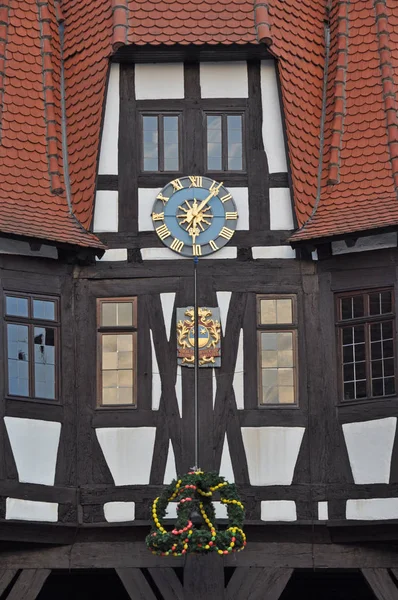 Rathaus Stanie Michelstadt Dekoracjami Wielkanocnymi — Zdjęcie stockowe