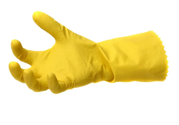 Yellow Rubber Glove Isolated White Background — Stock Photo, Image