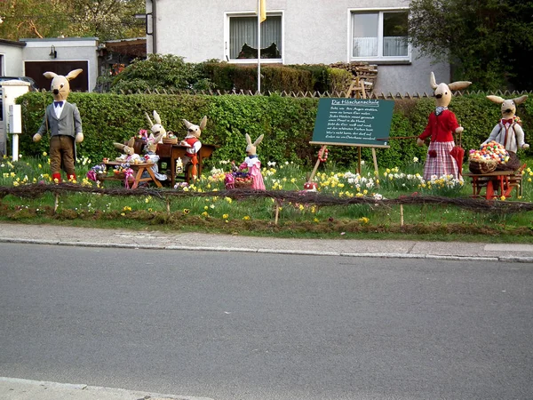 Hare Figures Front Garden Rabbit Figures Front Yard — 스톡 사진