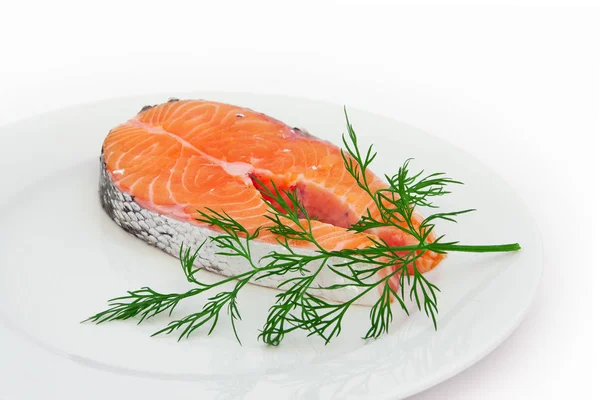 Memakai Daging Ikan Salmon Makanan Laut — Stok Foto