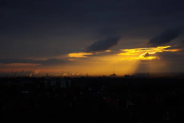 Sonnenaufgang Über Frankfurt Main — Stockfoto