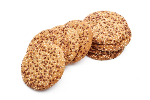 Heap Whole Tasty Cookies Sesame Seeds Isolated White Background Stock Image