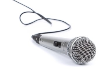 Silver microphone on a white background. clipart