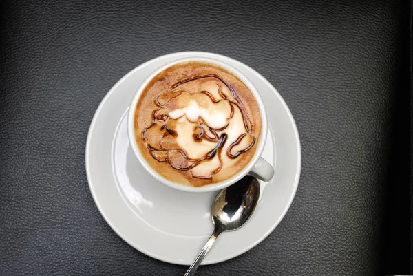 Kaffe Och Mjölk Med Jultomten Design — Stockfoto
