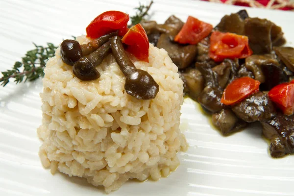 Risotto Met Tomaten Champignons — Stockfoto