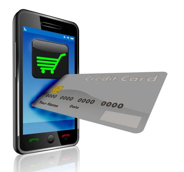Покупки Смартфон Кредитною Карткою — стокове фото