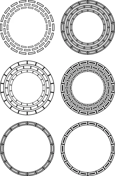 Seis Elementos Circulares Diseño Blanco Negro — Foto de Stock