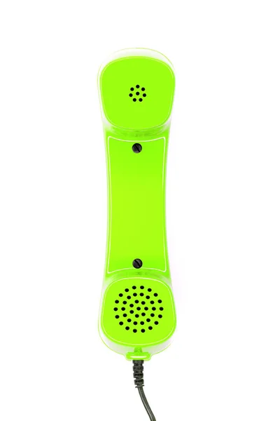 Combiné Téléphonique Vert Conventionnel Isolé Sur Blanc — Photo