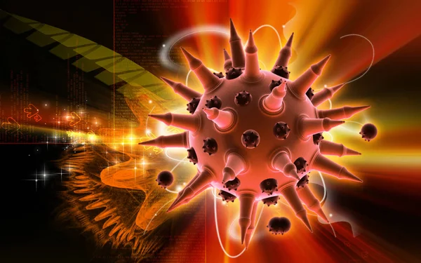 Cyfrowa Ilustracja Wirusa Grypy Tle Koloru — Zdjęcie stockowe
