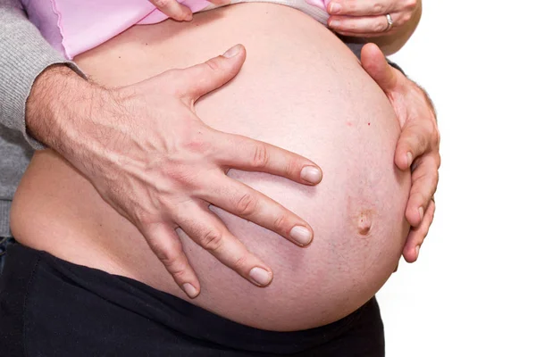 Беременная Женщина Держит Животик — стоковое фото
