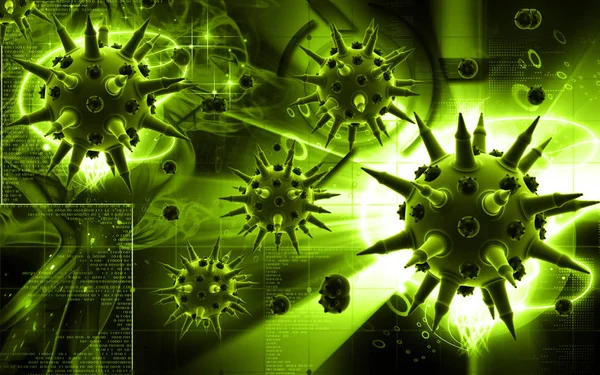 Digital Illustration Flu Virus Colour Background — Stock Photo, Image