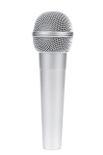 Zilveren Microfoon Een Witte Achtergrond — Stockfoto