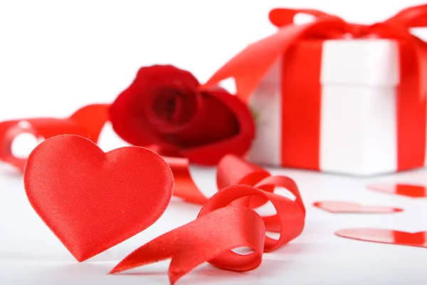 Gift Box Rose White Background Valentine 039 — Stock Photo, Image
