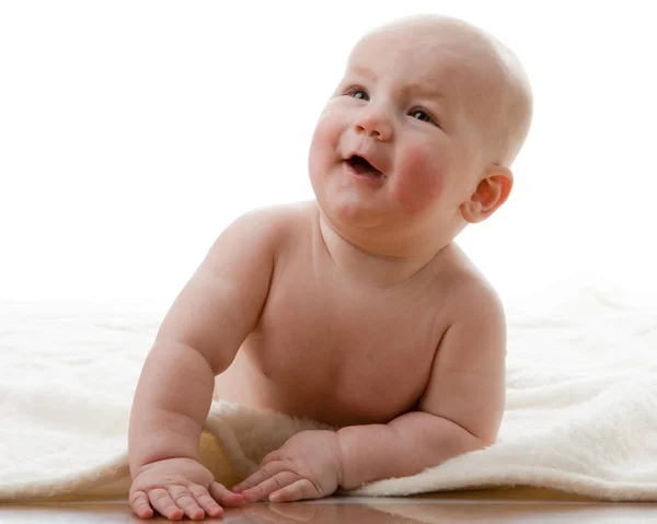 Sweet Small Baby White Background — Stock Photo, Image