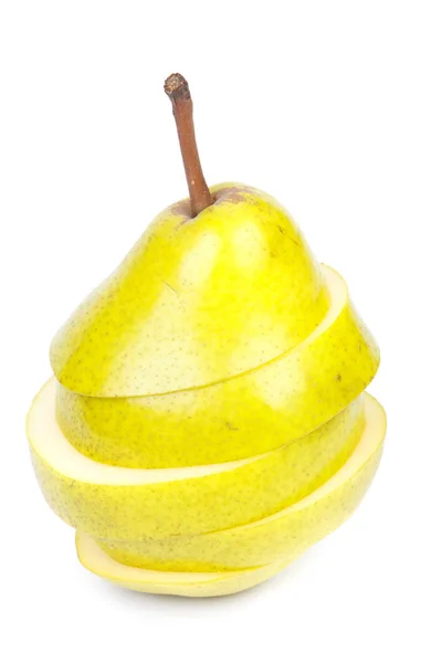 Fresh Sliced Pear White Background Close — Stock Photo, Image