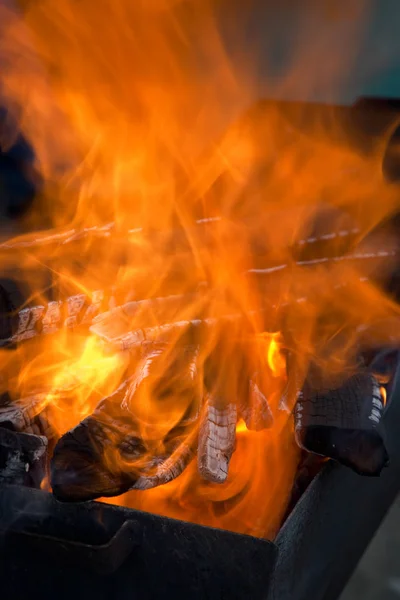 Φλόγα Στη Σχάρα Για Μπάρμπεκιου Οκτώβριος 2006 — Φωτογραφία Αρχείου