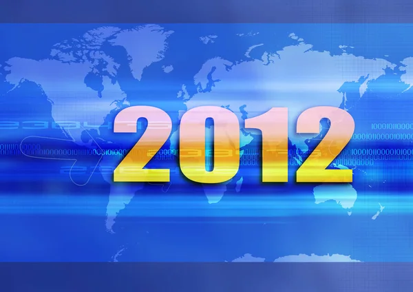 Creatief 2012 Nieuwjaarsconcept Met Blauwe Aarde Wereld Blauwe Achtergrond — Stockfoto