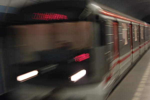 Metro Train Prague People Long Exposure Spreed Woman — Stock Photo, Image