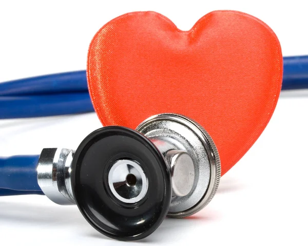 Corazón Estetoscopio Sobre Fondo Blanco Concepto Cardiología —  Fotos de Stock