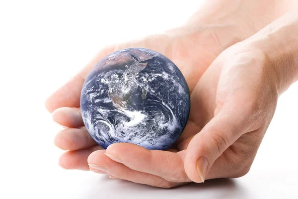 Globus Rękach Koncepcja Ochrony Środowiska — Zdjęcie stockowe