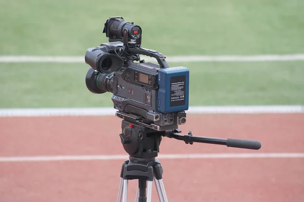 Videocamera Uitzending Van Voetbalwedstrijd — Stockfoto