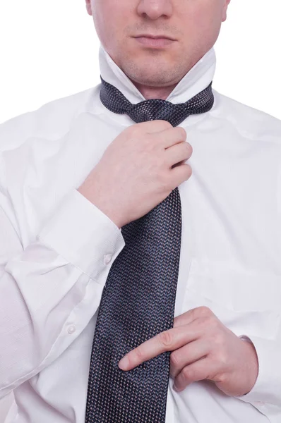 Mężczyzna Wiąże Krawat — Zdjęcie stockowe