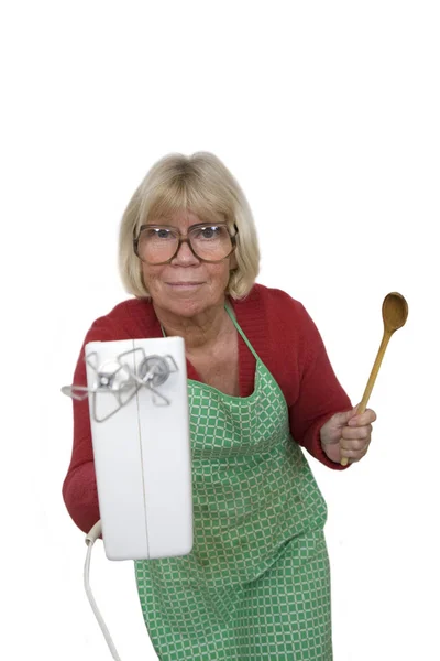 Seniorka Trzymająca Prezent — Zdjęcie stockowe