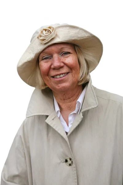 Portrait Une Femme Âgée Portant Chapeau — Photo